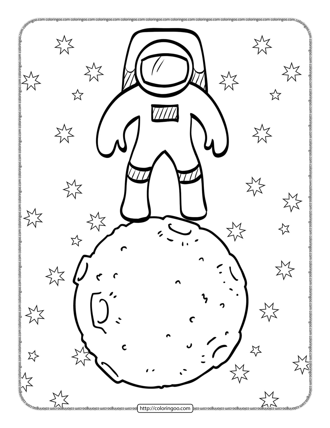 astronaut on the moon coloring page