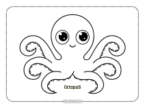 cute kawaii animal baby octopus coloring page