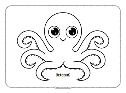 cute kawaii animal baby octopus coloring page