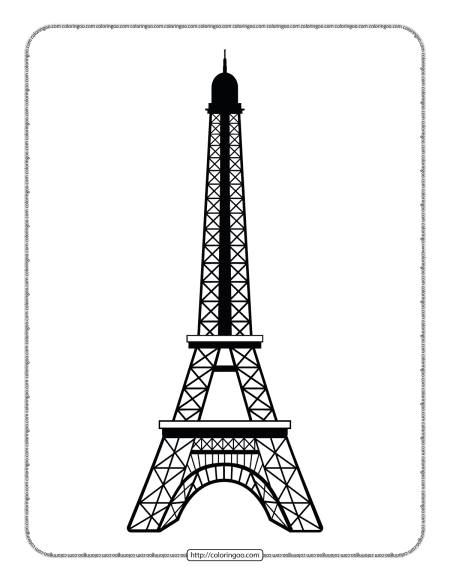eiffel tower white and black pdf outline