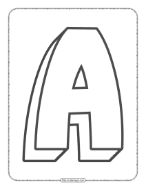 3d alphabet letter a coloring page