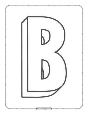 3D Alphabet Letter B Coloring Page