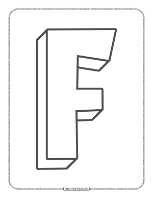 3D Alphabet Letter F Coloring Page