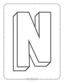 3d alphabet letter n coloring page