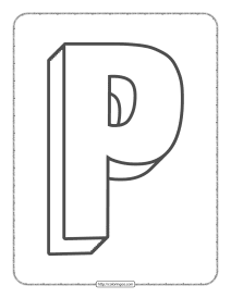 3d alphabet letter p coloring page