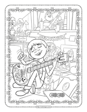 disney coco coloring sheet for kids