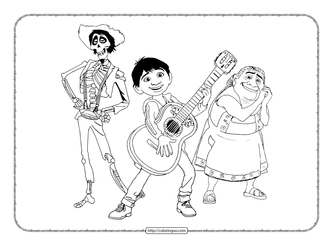 free disney coco coloring pages