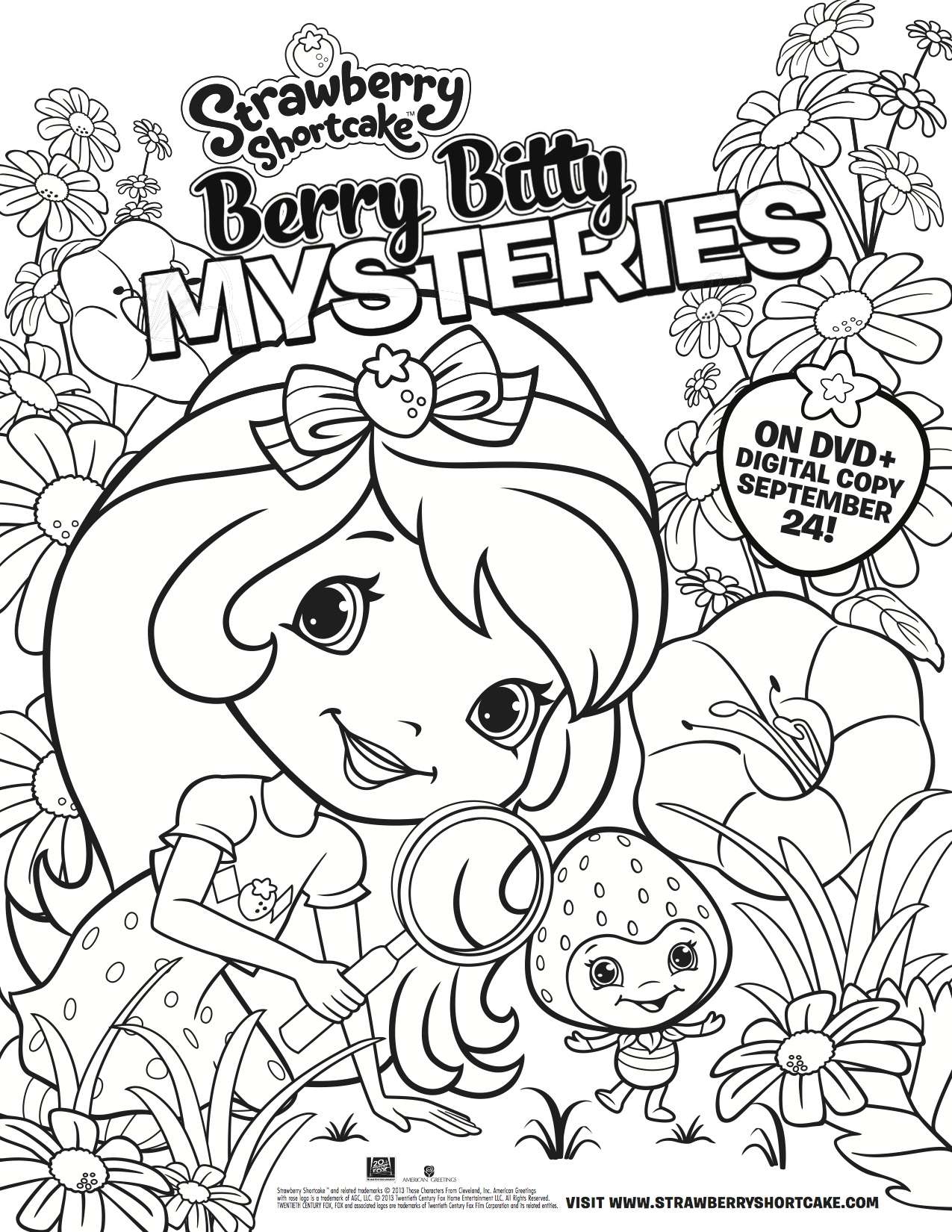 strawberry shortcake coloring berry bitty mysteries page