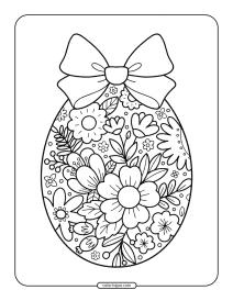 easter egg with flowers drawing coloring page