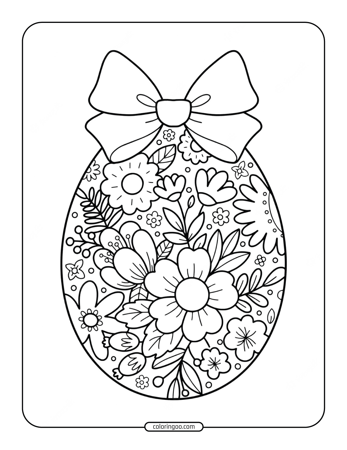 Easter Egg With Flowers Drawing Coloring Page Easter Egg With Flowers Drawing Coloring Page