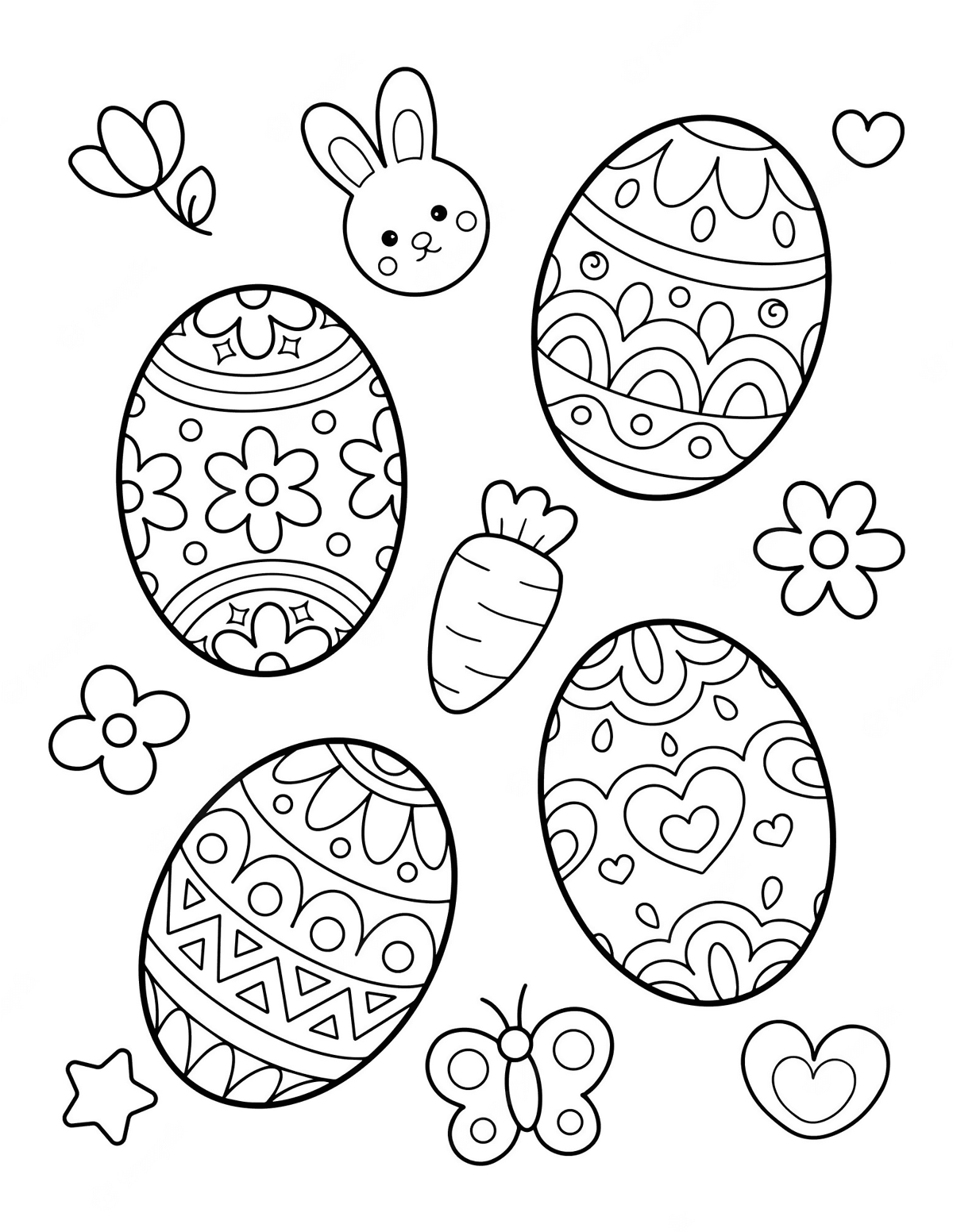 easter egg drawing coloring page