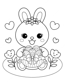 rabbit collecting easter egg coloring page