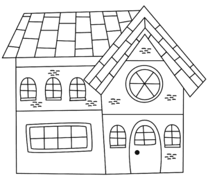cute cartoon home coloring page