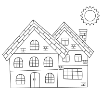 cute cartoon house coloring page