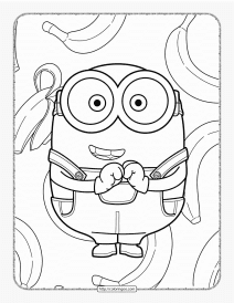 cute minion bob with bananas coloring sheet