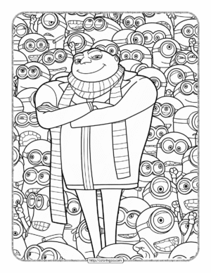 gru with minions coloring page