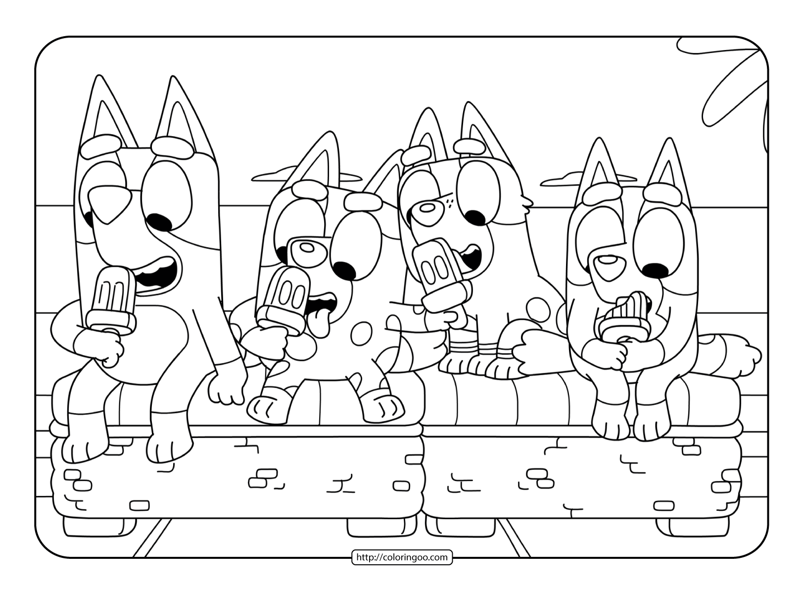 bluey charades friends coloring sheet