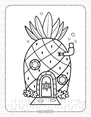 spongebob pineapple house coloring page