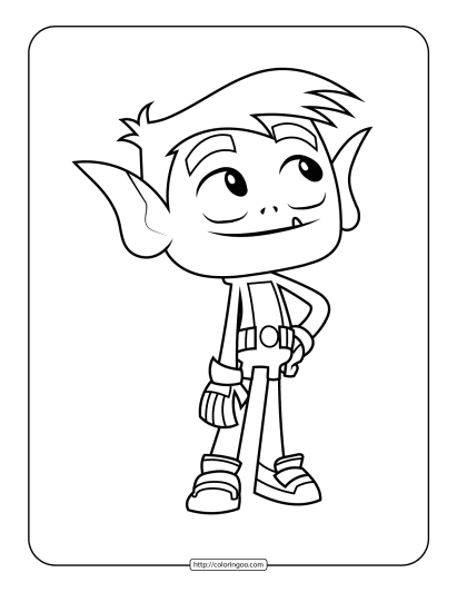 teen titans go beast boy coloring sheet