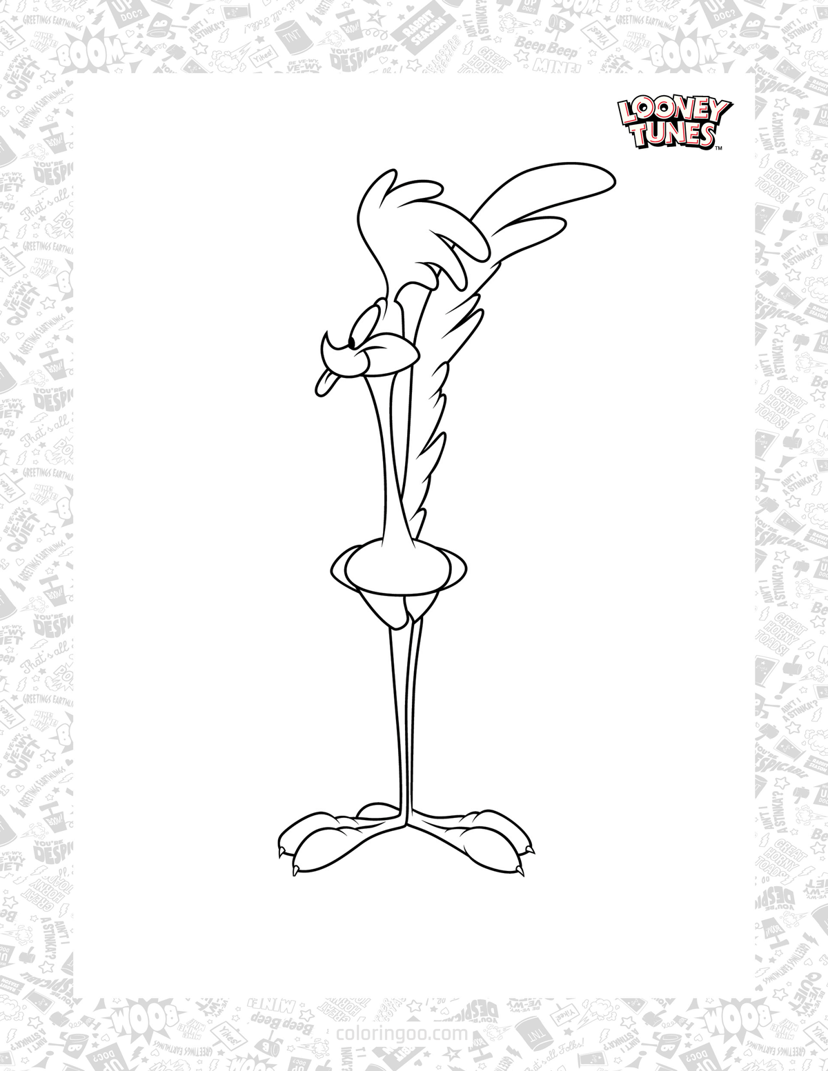the road runner coloring sheet