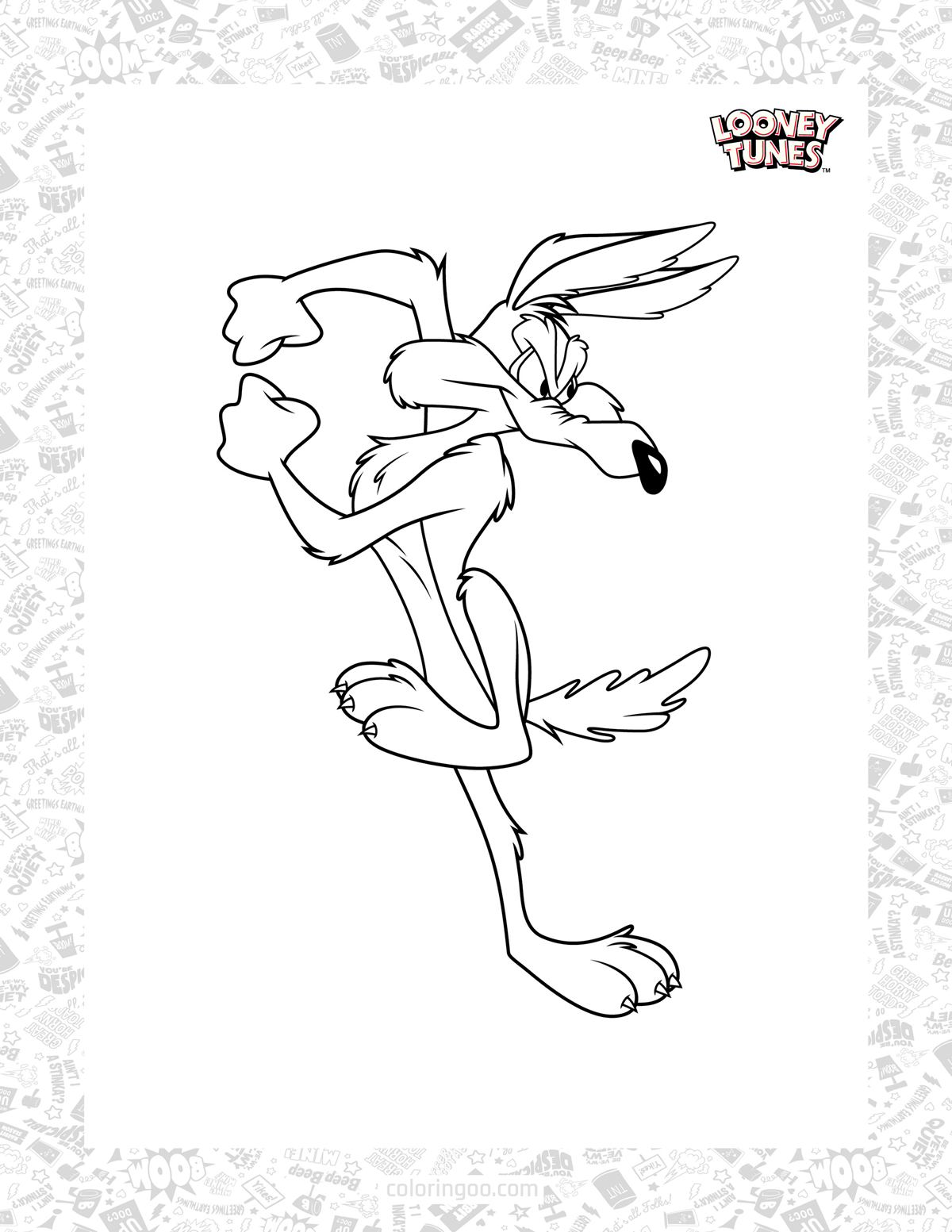 wile e coyote coloring sheet for kids