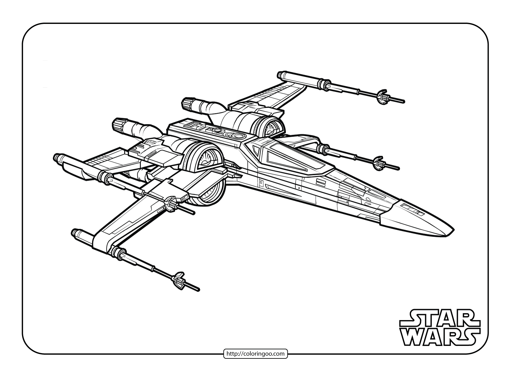 star wars x wing starfighter coloring sheet