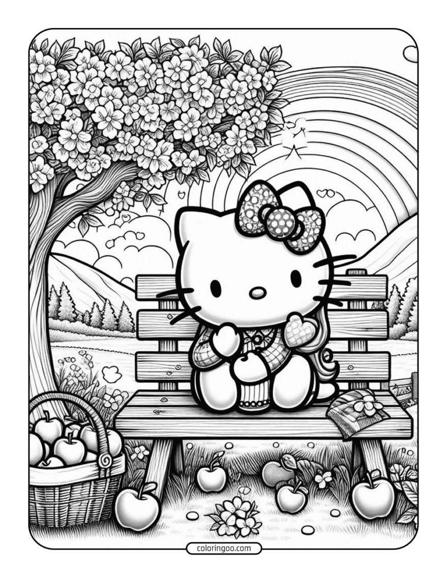 Hello Kitty Under The Apple Tree Coloring Page 5811