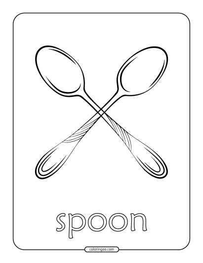 printable spoon coloring page book pdf