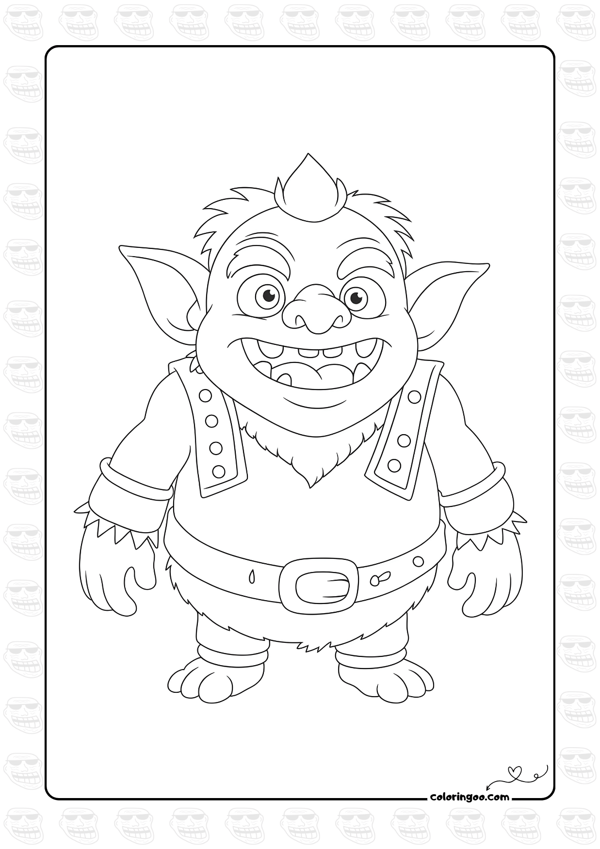 Cute Fantasy Goblin Coloring Page