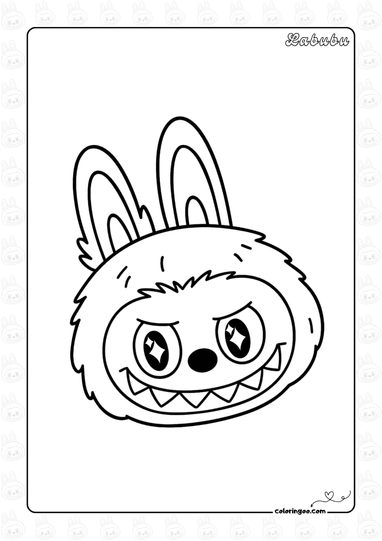 Free Printable Labubu Head Coloring Page