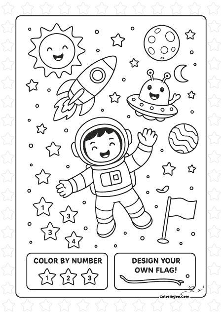 Picnic on Mars Coloring Page