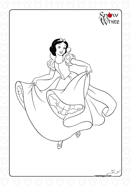 Snow White Dancing Coloring Page