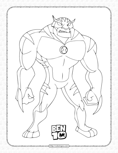 ben 10 rath pdf coloring page for kids