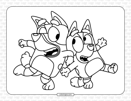 bluey and bingo dancing coloring page