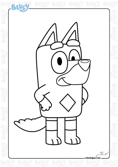 bluey rusty colouring page