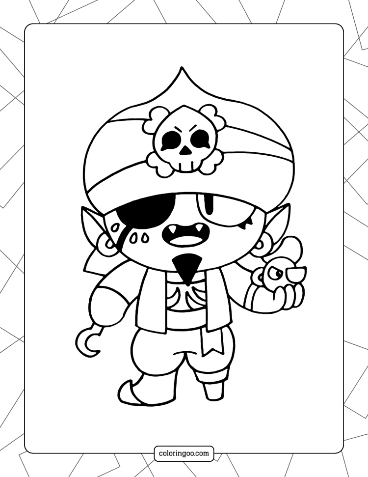 Brawl Stars Pirate Gene Coloring Page