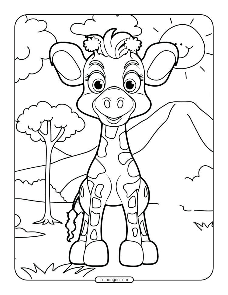 cute giraffe coloring page