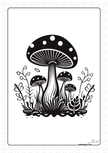 cute mushroom family coloring page