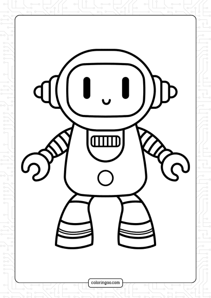 cute robot coloring page