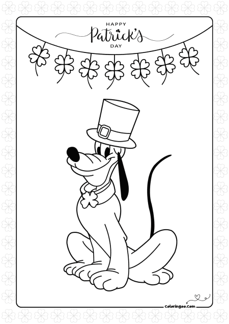 disney pluto st patricks day coloring page