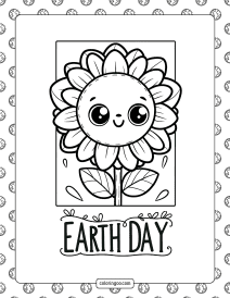 earth day sunflower coloring page