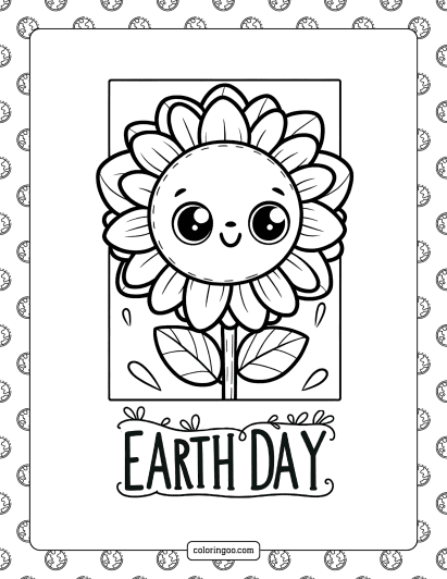 earth day sunflower coloring page