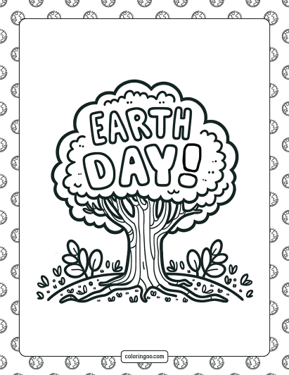 earth day tree coloring page