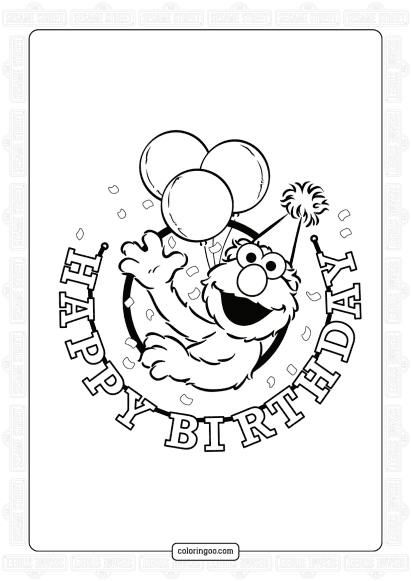 elmo happy birthday coloring page