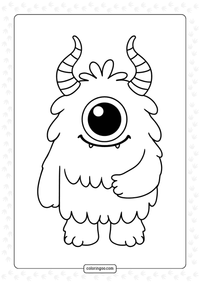 fluffy monster coloring page