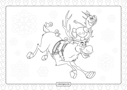 frozen olaf sven coloring