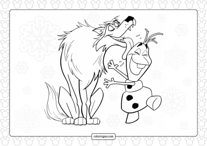 frozen olaf wolf coloring