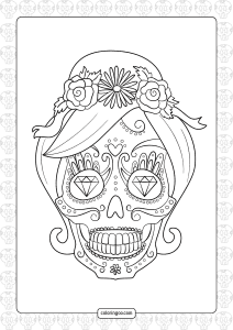 girl sugar skull coloring page