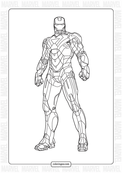 hand draw iron man coloring page