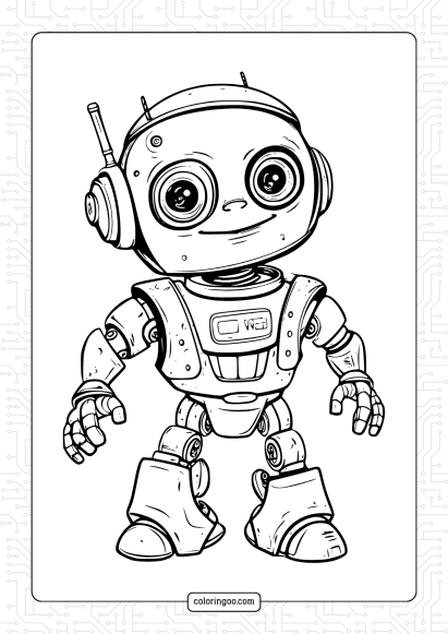 hand drawing robot coloring page